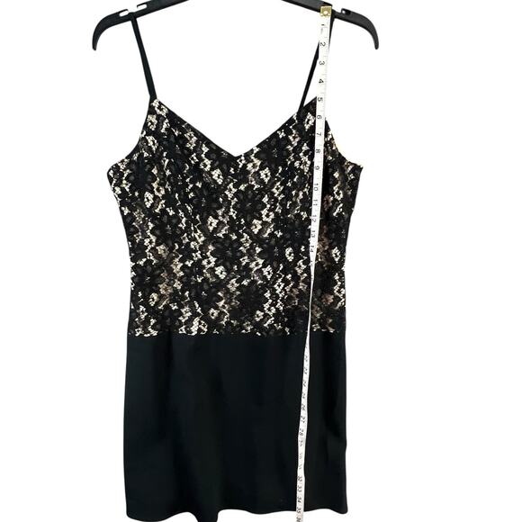 Carole Little Dress 10P Black Beaded Lace Spaghetti Strap Drop Waist Whimsygoth - Picture 11 of 15